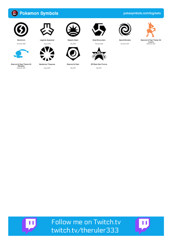 Diamond and Pearl Symbols printable PDF Symbol